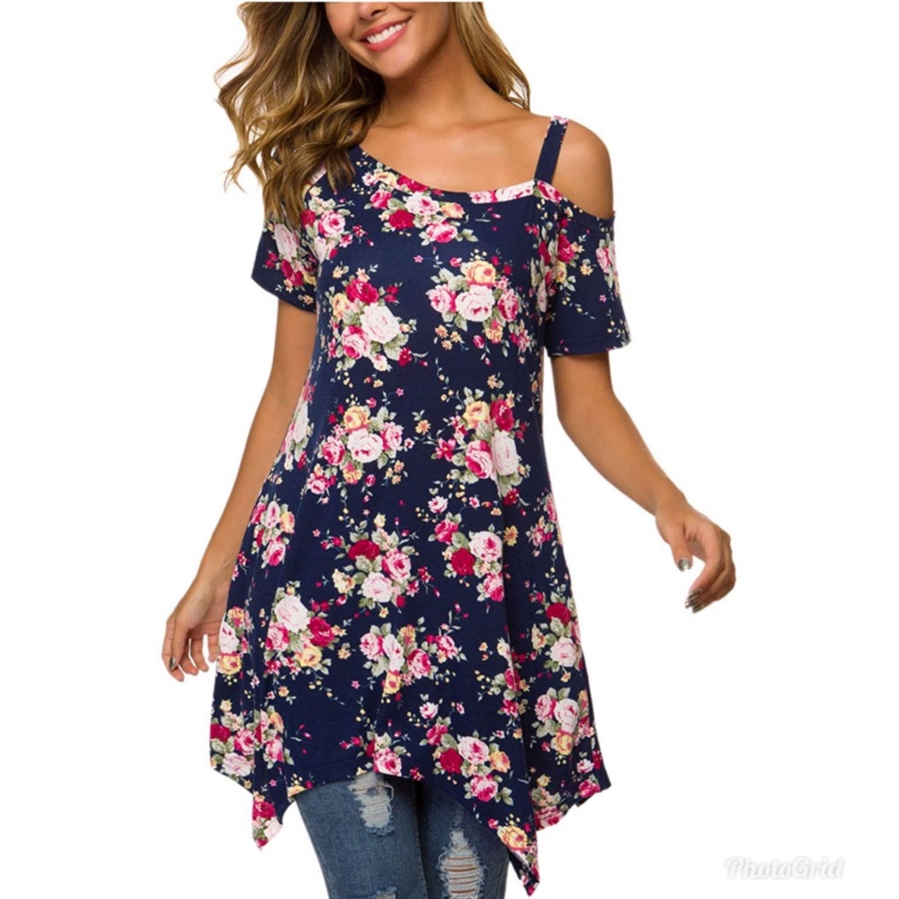 Cold shoulder floral tunic